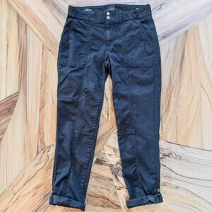 White House Black Market, Black Mid-Rise Straight Crop Utility Pants, Size 4